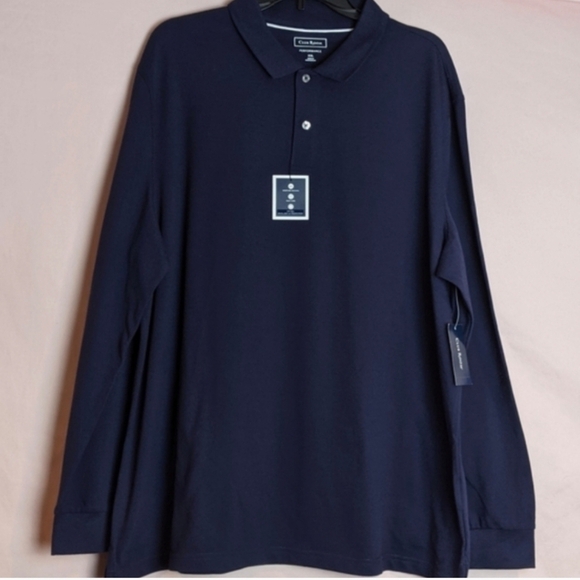 Club Room Navy Blue Long Sleeve Polo Shirt size XXL - Picture 1 of 8